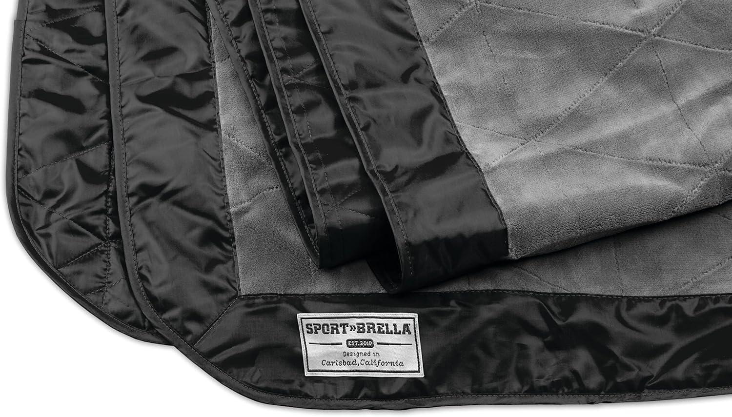 imageSportBrella SunSoul Outdoor Blanket with Slit for Umbrella Pole Fleece and WaterResistant for The Beach Camping and Picnics NavyBlack