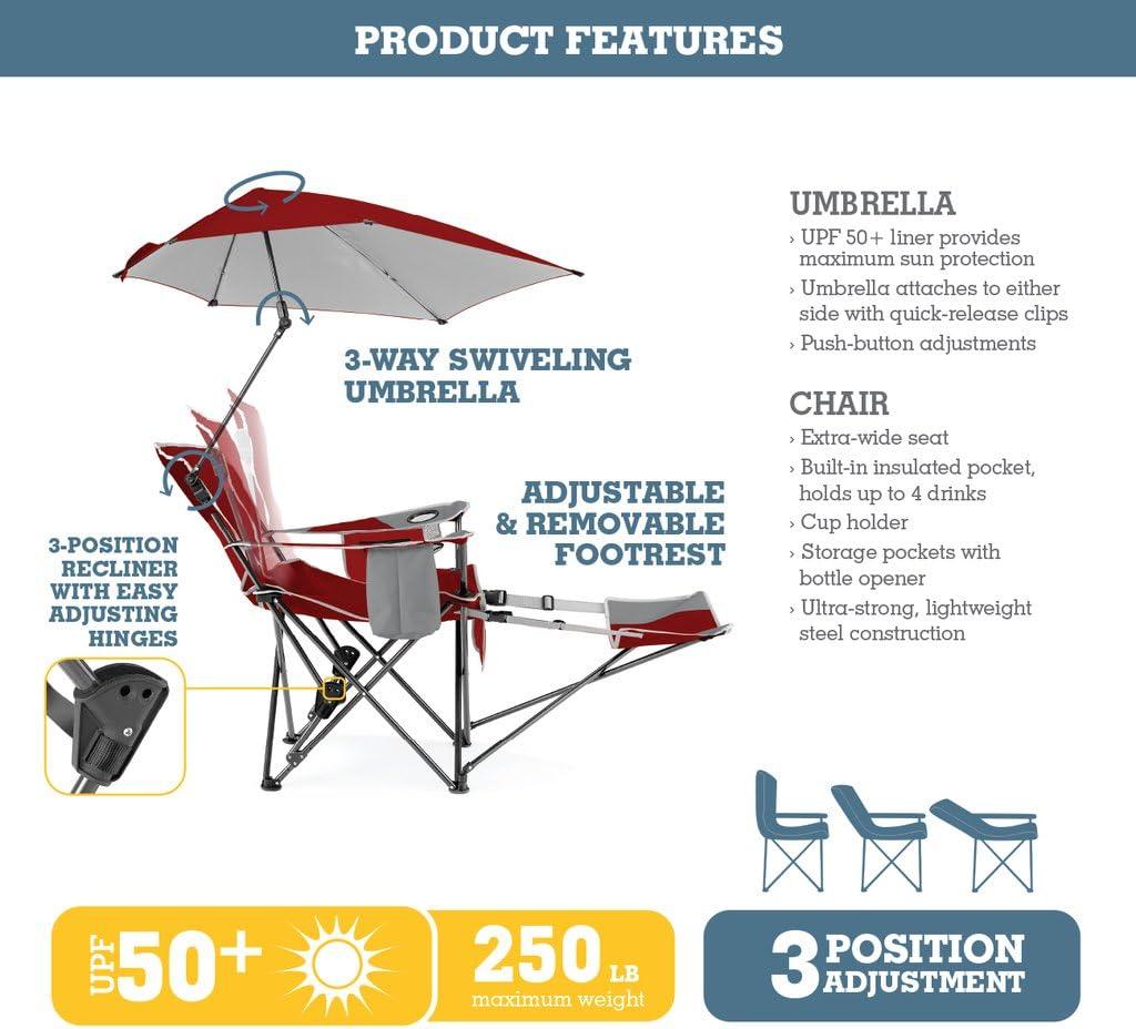 imageSportBrella 3Position Recliner Chair with Removable Umbrella and Footrest
