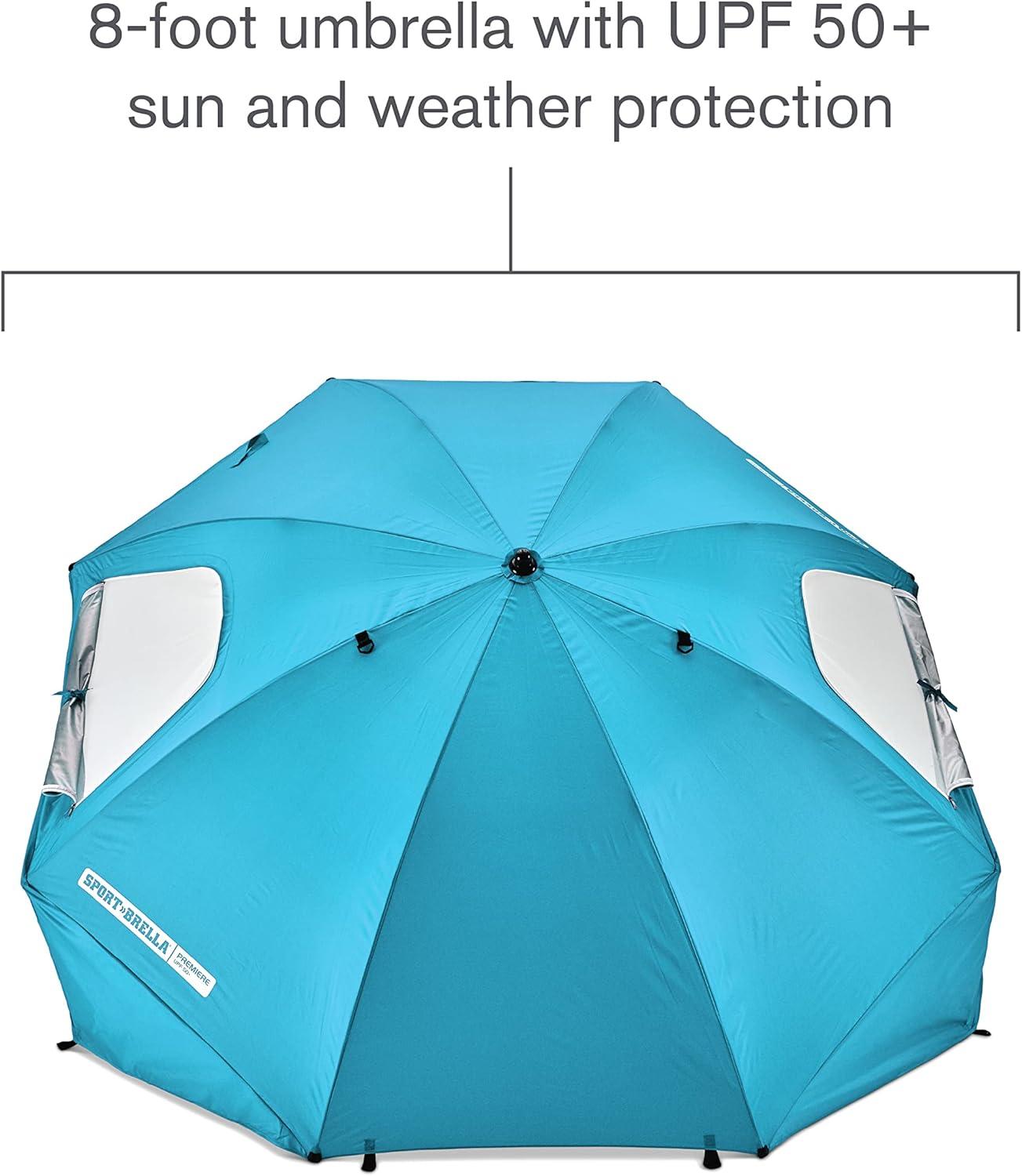 imageSportBrella Premiere XL UPF 50 Umbrella Shelter for Sun and Rain ProtectionAqua