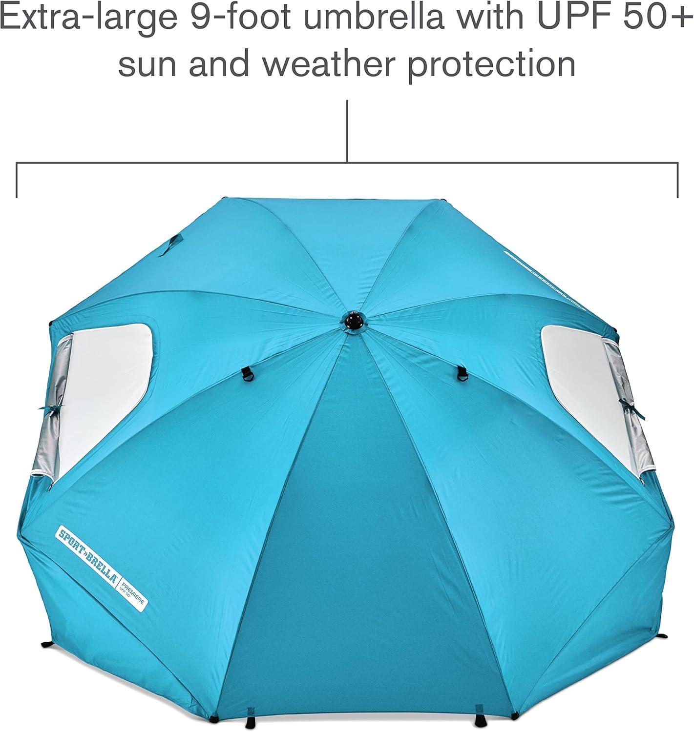 imageSportBrella Premiere XL UPF 50 Umbrella Shelter for Sun and Rain ProtectionAqua