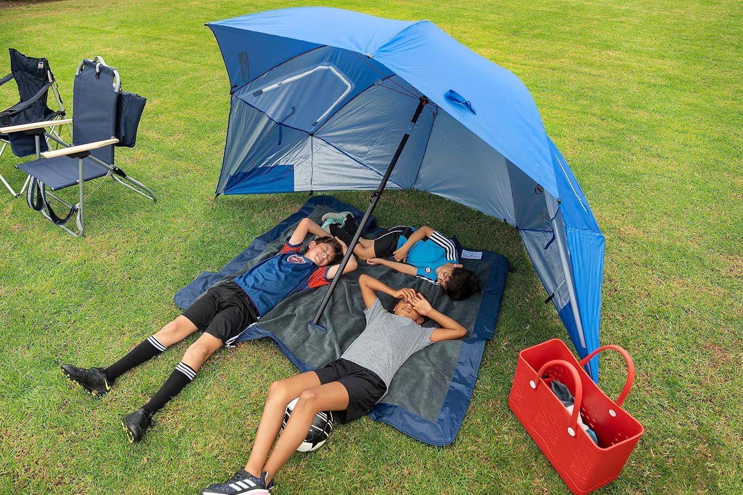 imageSportBrella Premiere XL UPF 50 Umbrella Shelter for Sun and Rain ProtectionBlue
