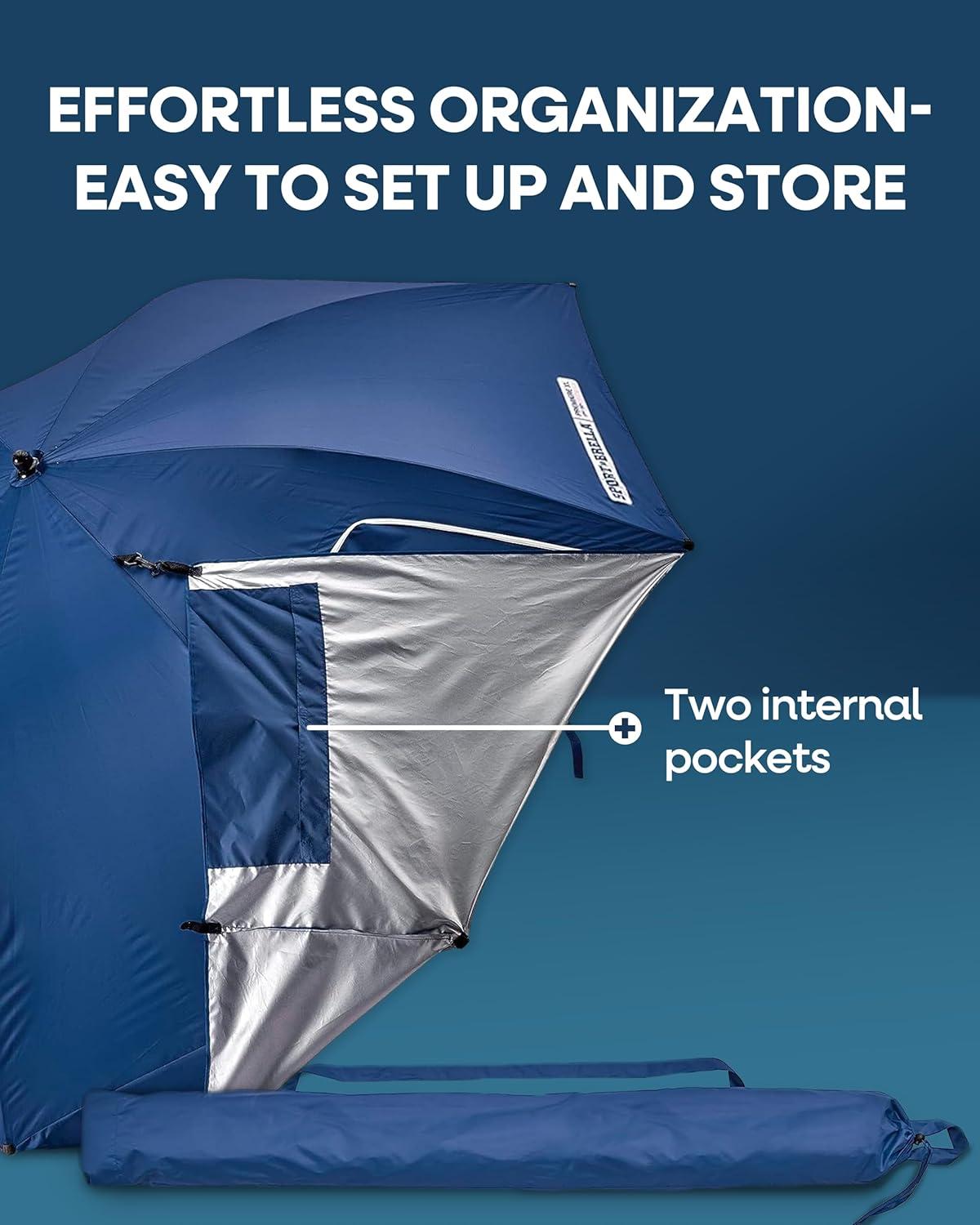 imageSportBrella Premiere XL UPF 50 Umbrella Shelter for Sun and Rain ProtectionBright Gray