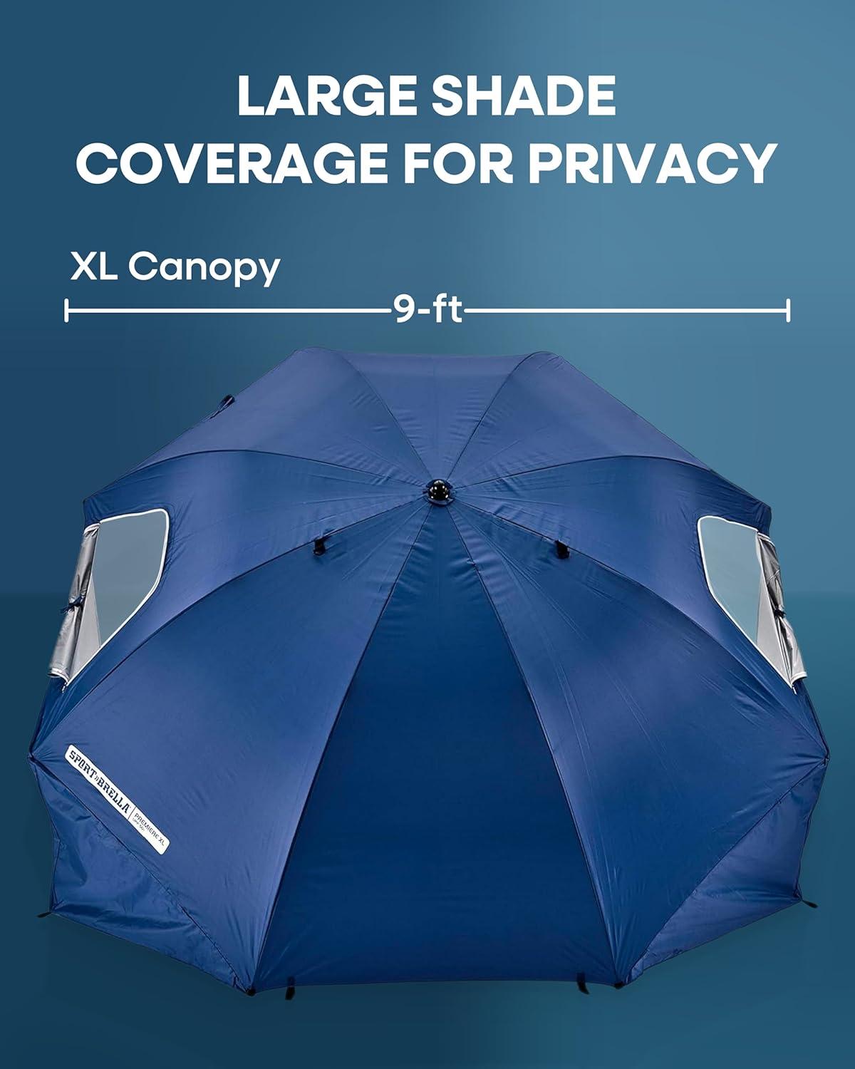 imageSportBrella Premiere XL UPF 50 Umbrella Shelter for Sun and Rain ProtectionBright Gray