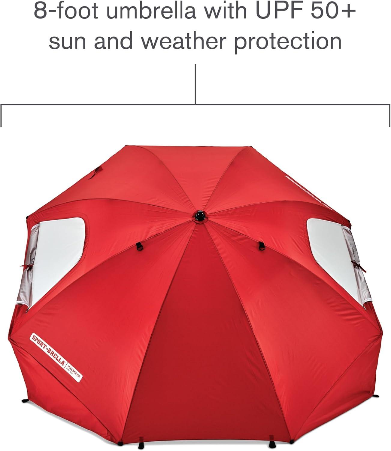 imageSportBrella Premiere XL UPF 50 Umbrella Shelter for Sun and Rain ProtectionBright Red