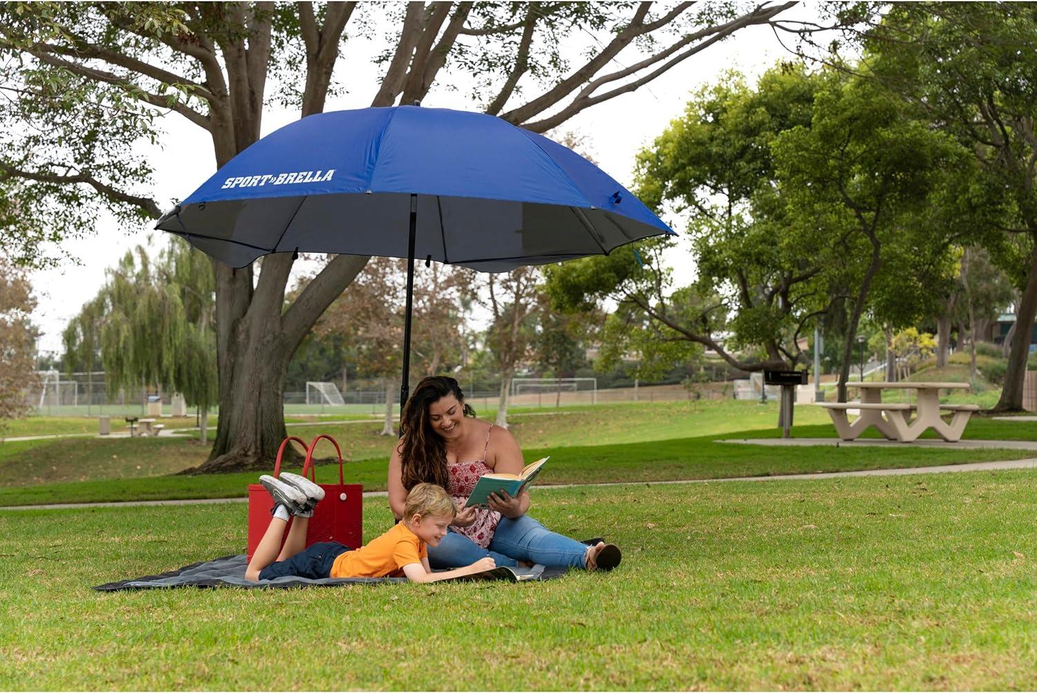 imageSportBrella Premiere XL UPF 50 Umbrella Shelter for Sun and Rain ProtectionBright Red