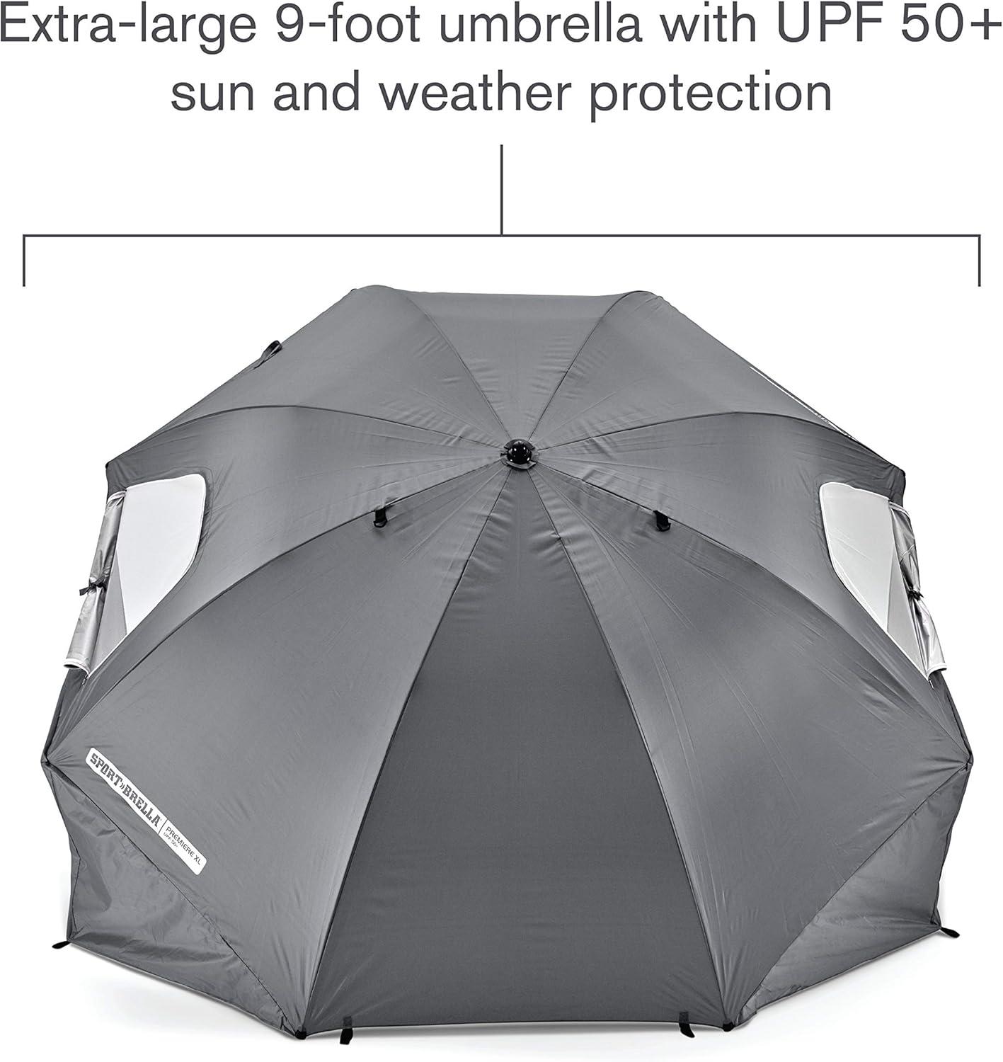 imageSportBrella Premiere XL UPF 50 Umbrella Shelter for Sun and Rain ProtectionGray