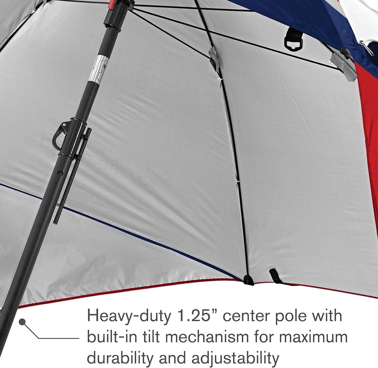 imageSportBrella Premiere XL UPF 50 Umbrella Shelter for Sun and Rain ProtectionRed  White  Blue Stripe