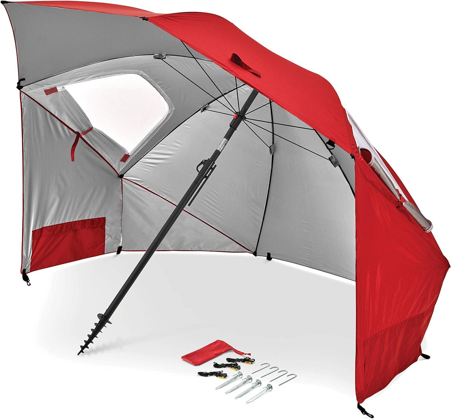 imageSportBrella Premiere XL UPF 50 Umbrella Shelter for Sun and Rain ProtectionRed
