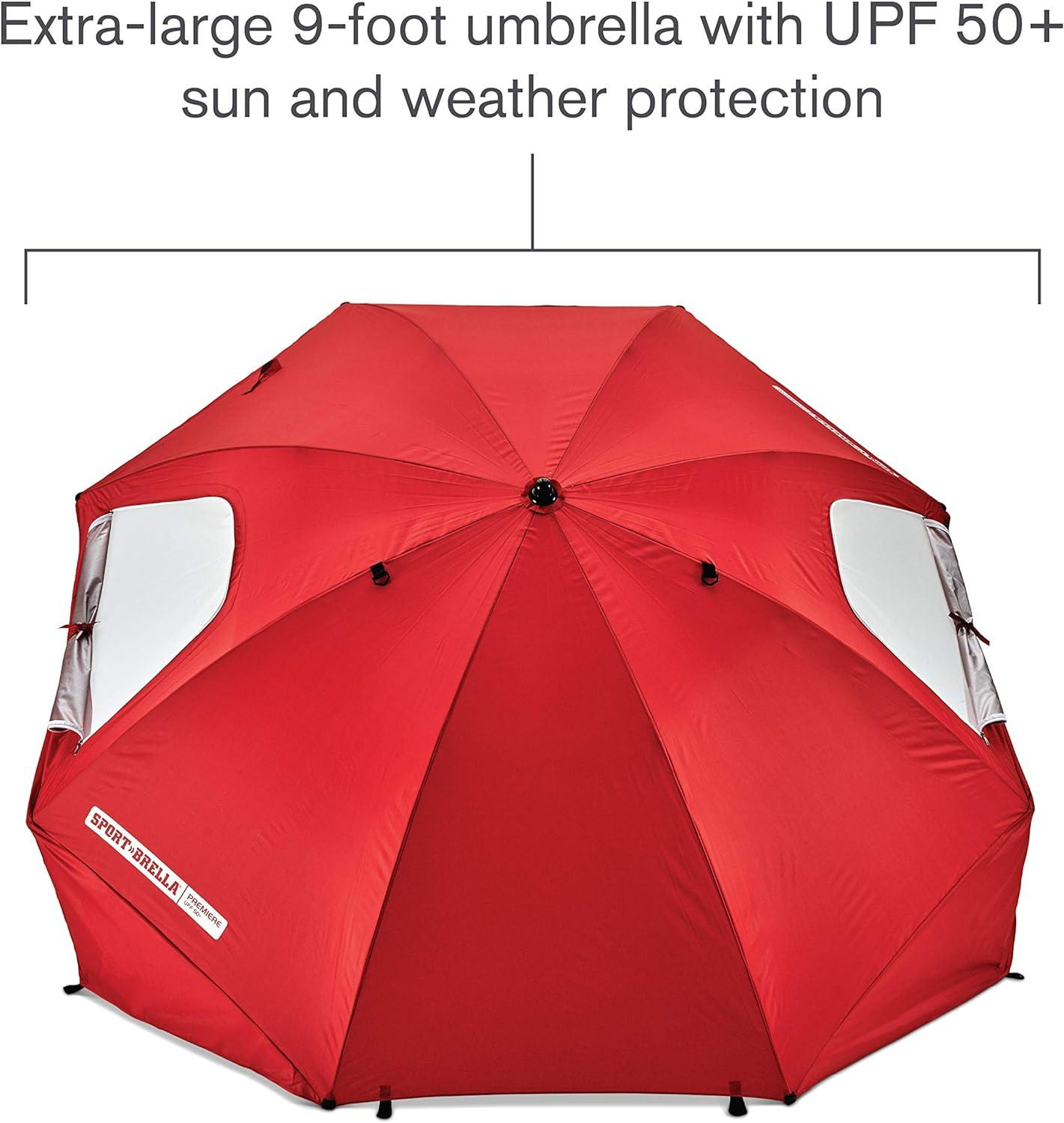imageSportBrella Premiere XL UPF 50 Umbrella Shelter for Sun and Rain ProtectionRed