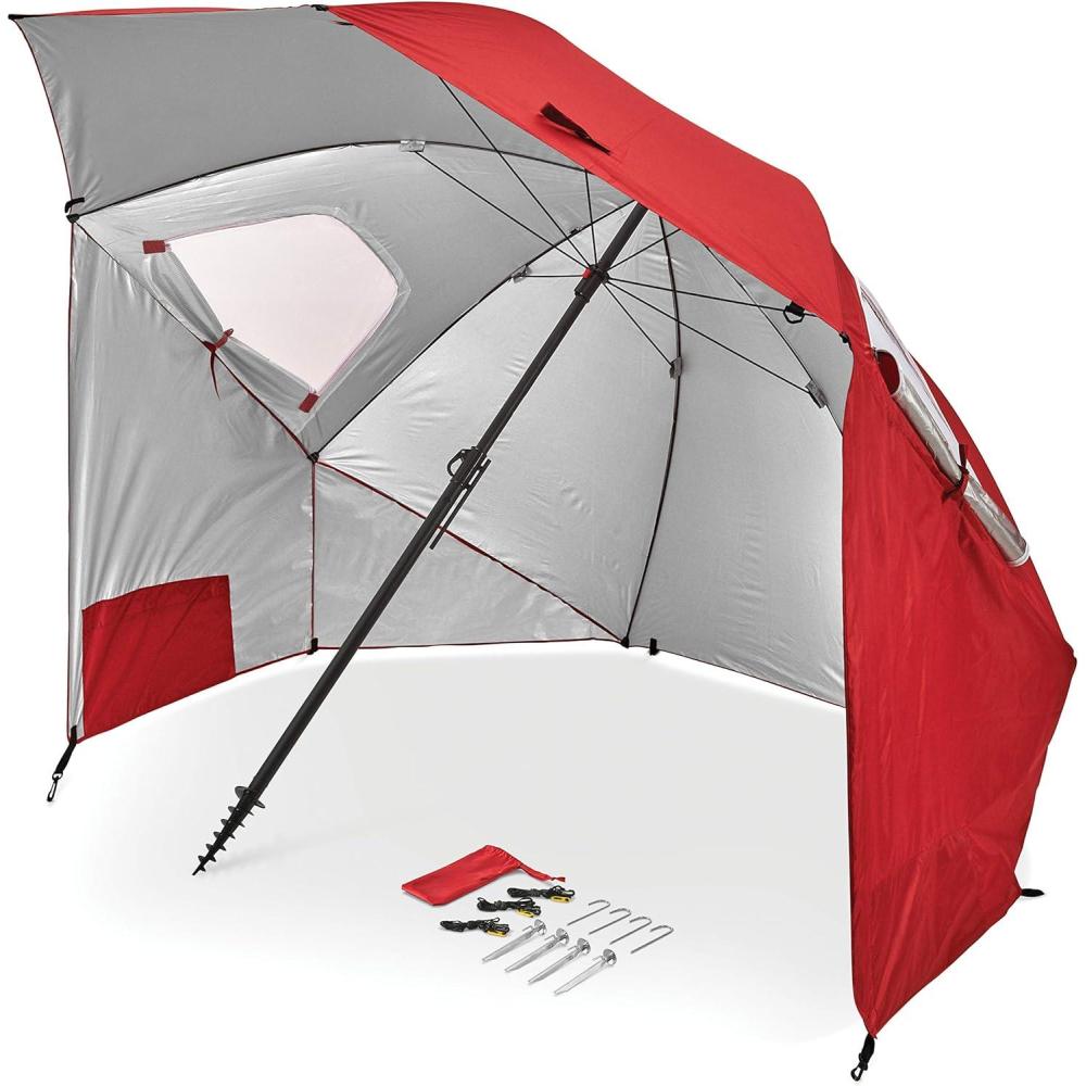 imageSportBrella Premiere XL UPF 50 Umbrella Shelter for Sun and Rain ProtectionRed
