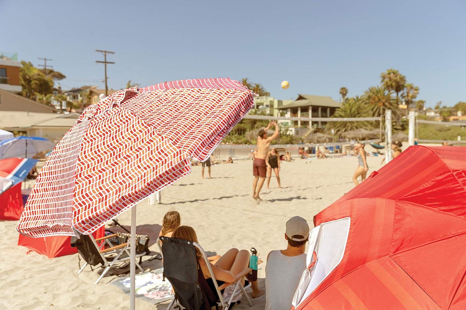 imageSportBrella Core Vented SPF 50 Upright Beach Umbrella 6FootTile Wave Orange