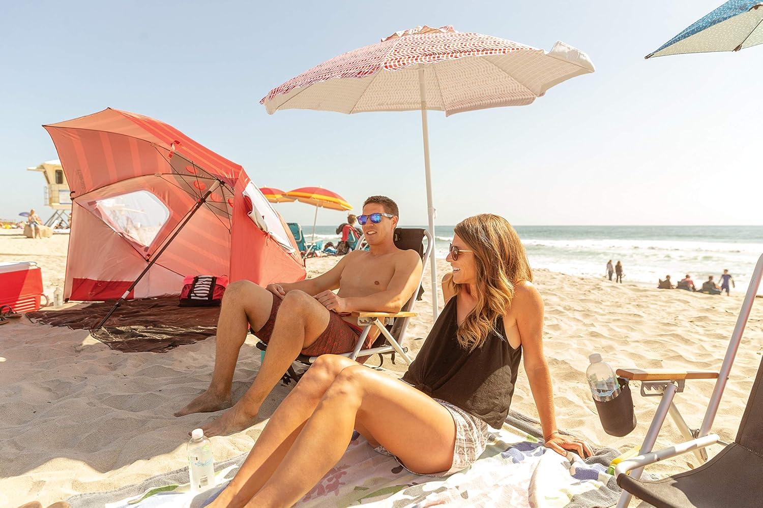 imageSportBrella Core Vented SPF 50 Upright Beach Umbrella 6FootTile Wave Orange