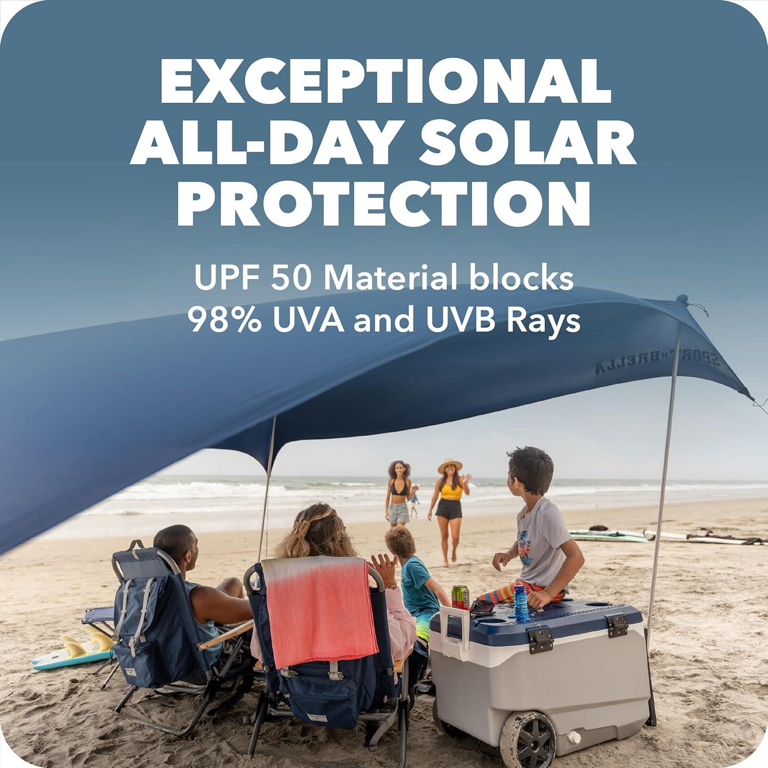 imageSportBrella SolBreeze Shelter UPF 50 Sun and Rain Canopy for Camping Beach and Sports Events 10x10Blue