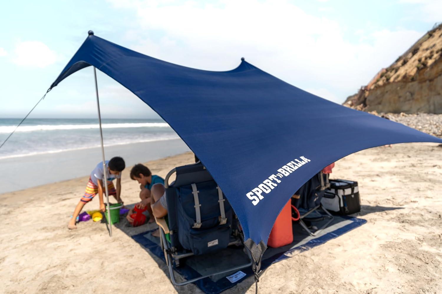 imageSportBrella SolBreeze Shelter UPF 50 Sun and Rain Canopy for Camping Beach and Sports Events 10x10Blue
