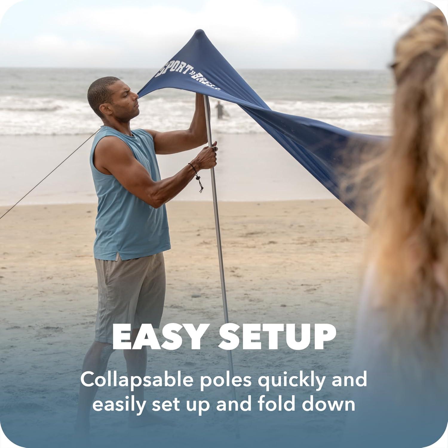 imageSportBrella SolBreeze Shelter UPF 50 Sun and Rain Canopy for Camping Beach and Sports Events 10x10Navy