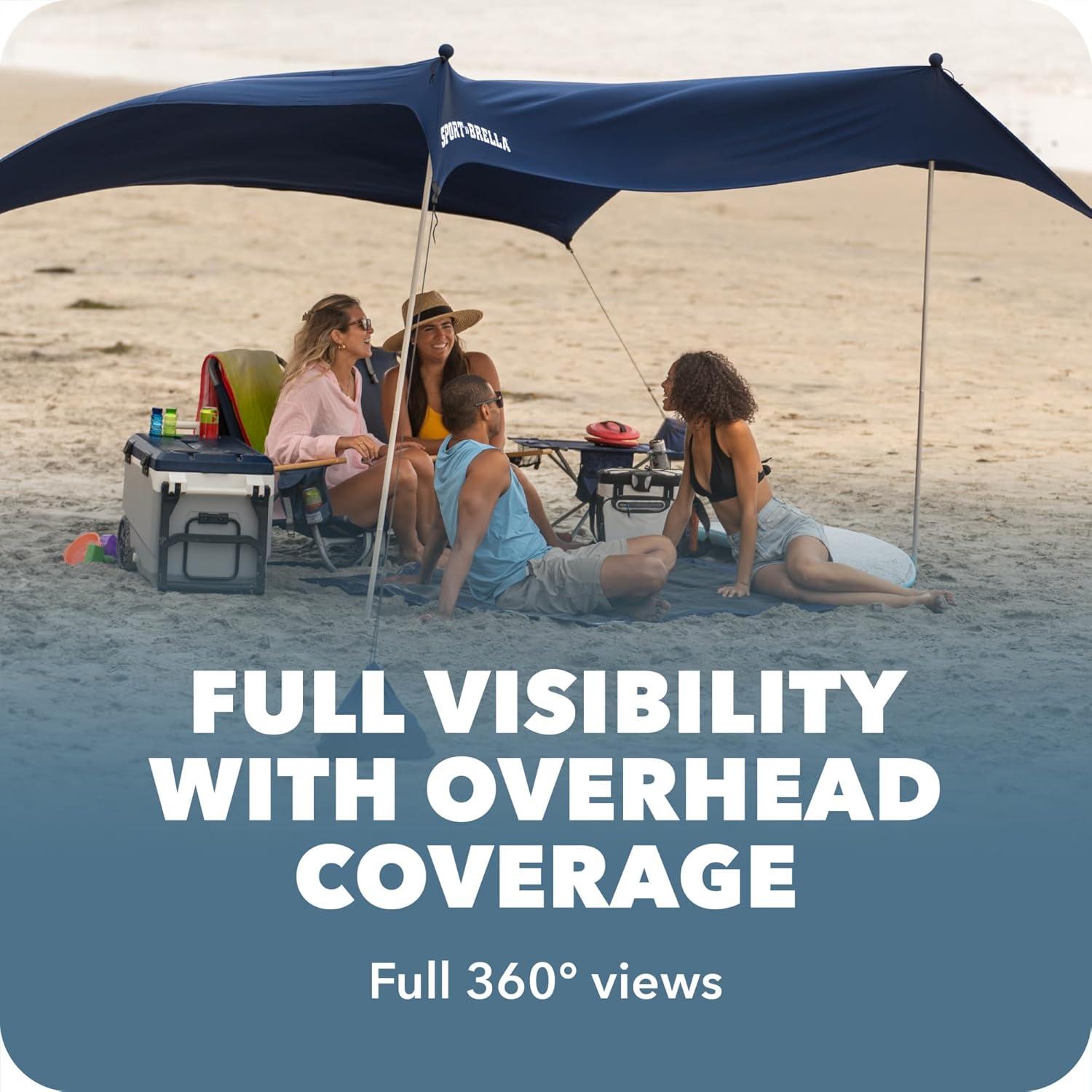 imageSportBrella SolBreeze Shelter UPF 50 Sun and Rain Canopy for Camping Beach and Sports Events 10x10Navy