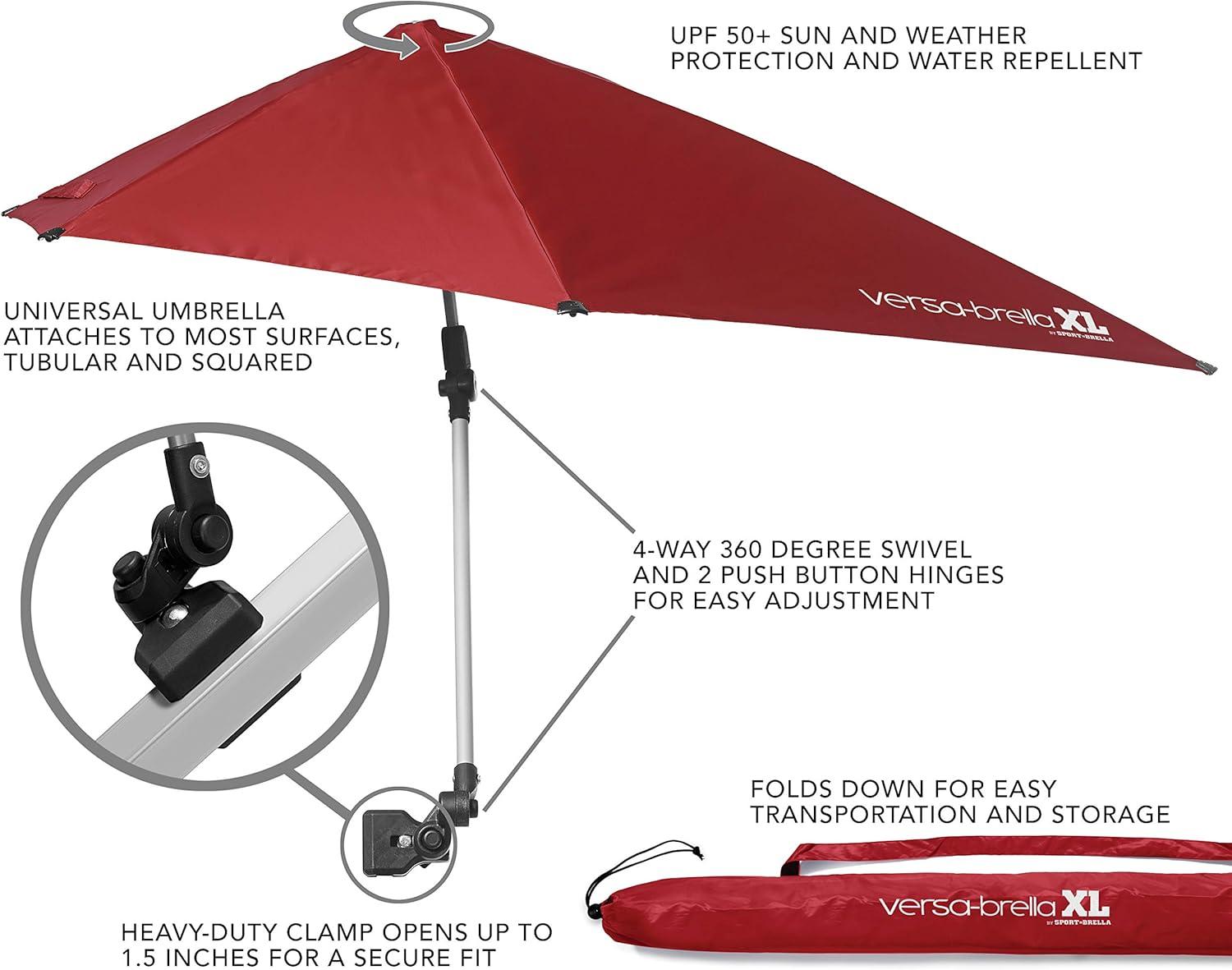 imageSportBrella VersaBrella SPF 50 Adjustable Umbrella with Universal ClampFirebrick Red