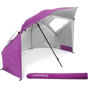 imageSportBrella SuperBrella SPF 50 Sun and Rain Canopy Umbrella for Beach and Sports Events 8Foot Blue